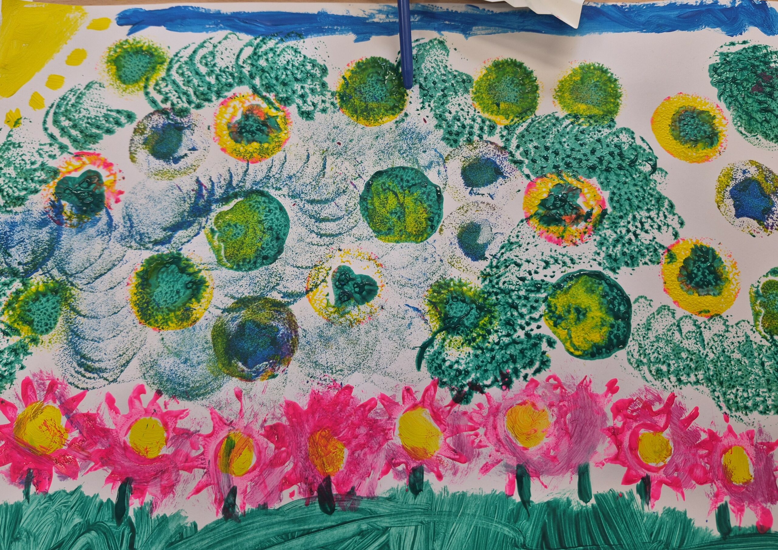 Pejzaż wiosenny i Pani Wiosna - plastyka w bibliotece